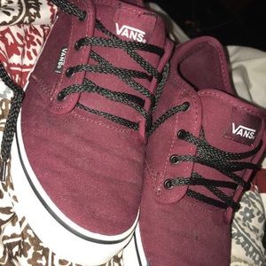 Burgundy vans old school shoes